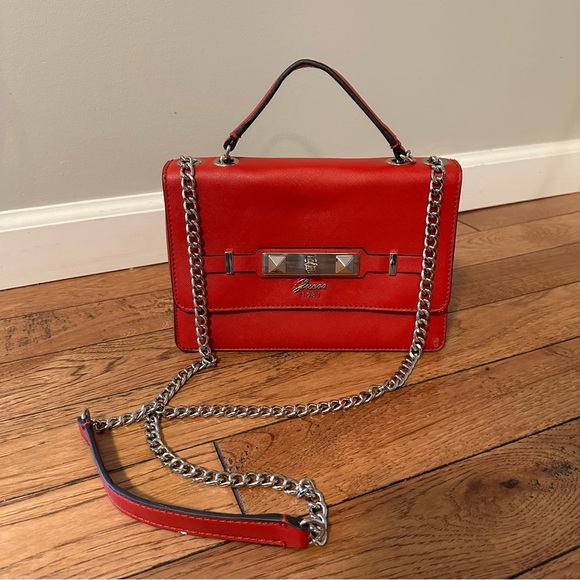 Guess Handbags - Guess Cherie Convertible Crossbody Flap Bag in Red